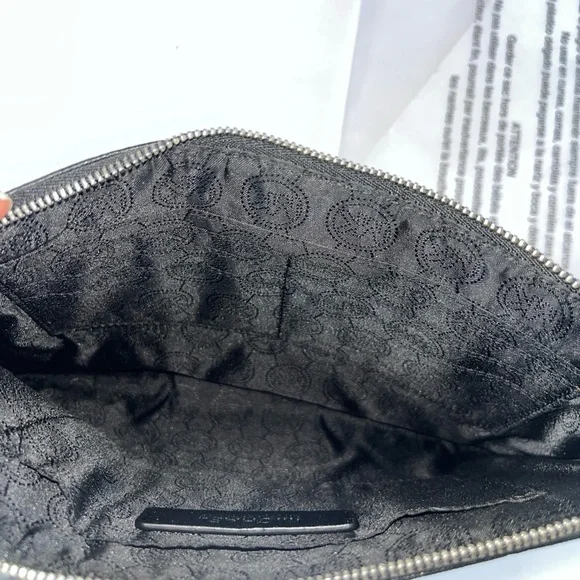 Michael Kors Black Saffiano Leather Studded  Clutch Silver Color Hardware NWOT - Picture 8 of 9